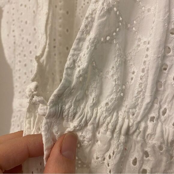 Kona Sol Cotton white Eyelet open front swimsuit coastal beachy Cover Up S/M - Picture 13 of 13